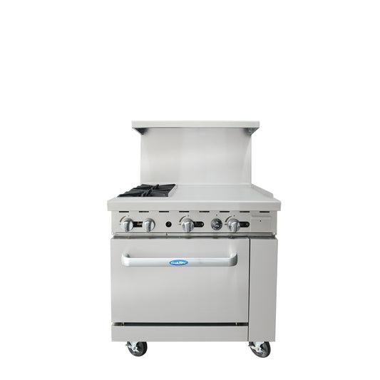 AGR-2B24GR — 36″ Gas Range with Two (2) Open Burners & 24″ Griddle